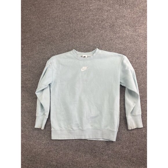 Nike Sweatshirt Women's Large Light Blue Center Logo Pullover Crew Neck - Picture 1 of 8